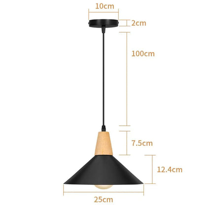 Black Wood Industrial Pendant Light - Decorbites