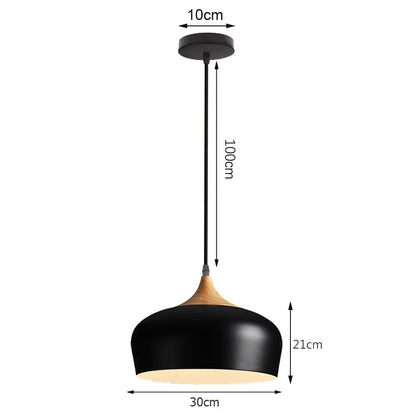 Black Wood Industrial Pendant Light - Decorbites