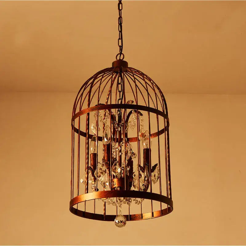 Black wrought iron crystal bird cage chandelier with antique bronze finish and crystal droplets for dining room decorbites crystal bird light