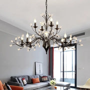 Black wrought iron crystal led chandelier with multiple candle-style bulbs for dining room decorbites crystal led lighting
