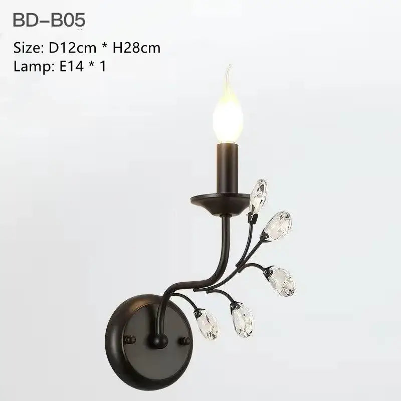 Black wrought iron crystal led chandelier dining room light with e14 bulb and crystal teardrop accents by decorbites crystal led