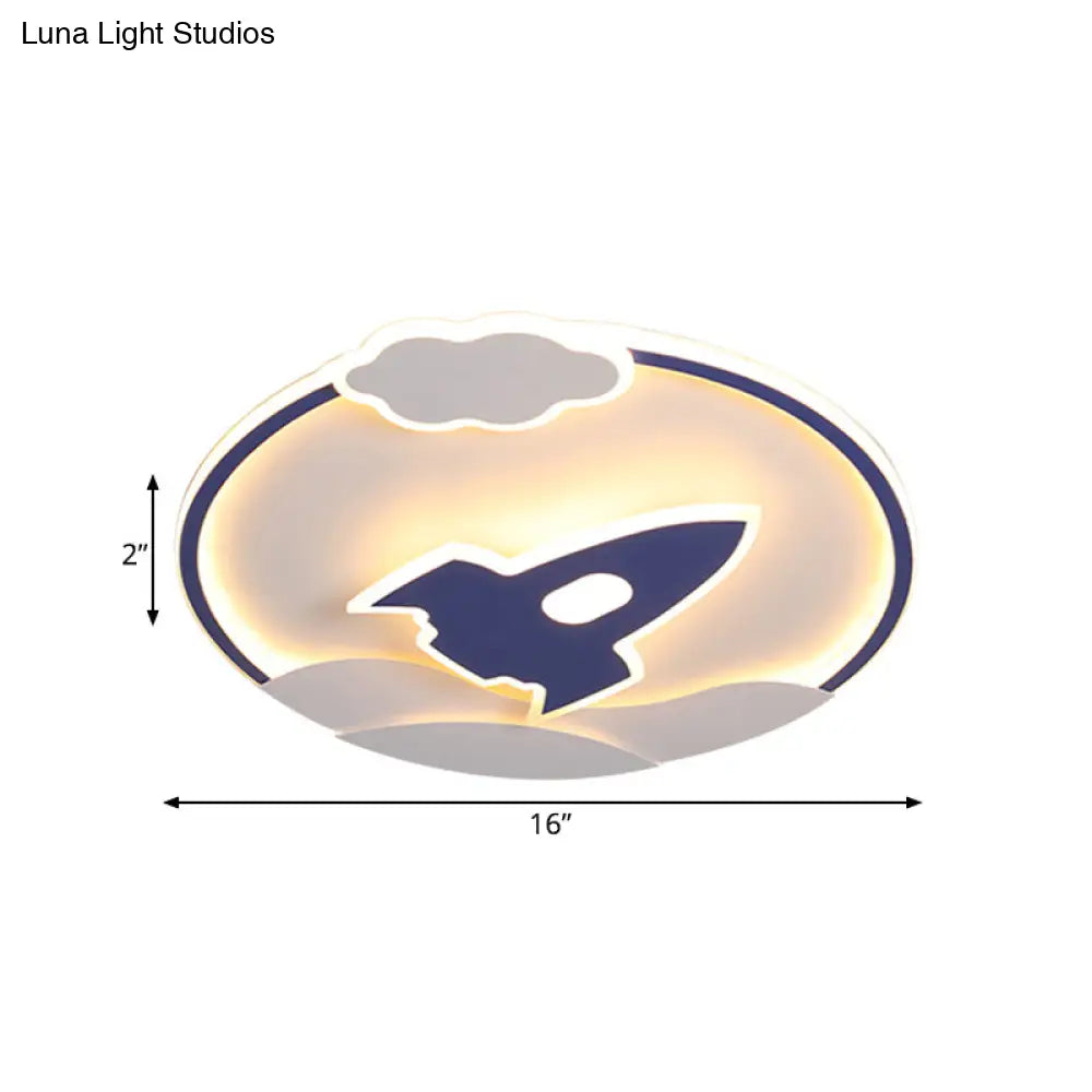 DecorBites™ DecorBites™ Blast Off to Bedtime: Blue Space Rocket LED Flushmount Lamp for Kids' Bedrooms