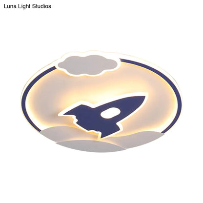 DecorBites™ DecorBites™ Blast Off to Bedtime: Blue Space Rocket LED Flushmount Lamp for Kids' Bedrooms