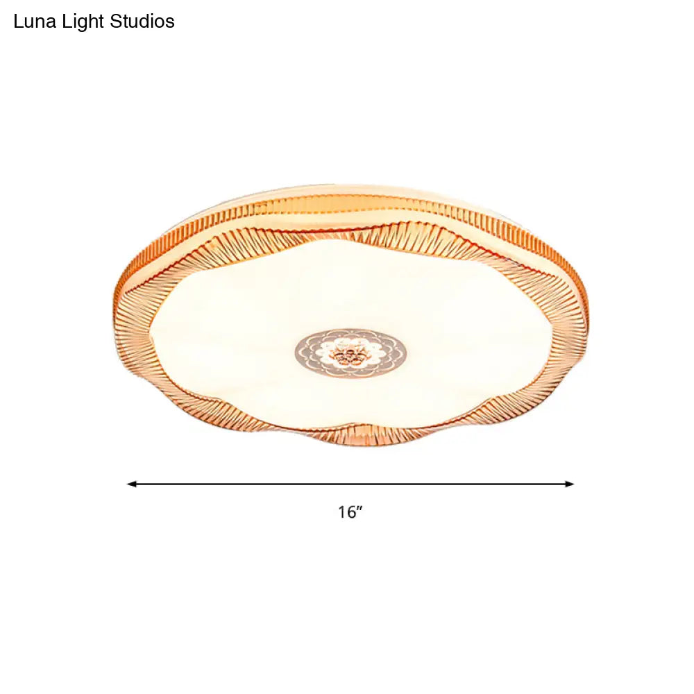 ديكوربايتس™ مصباح سقف بلومينج مدمج لغرفة النوم، غطاء أكريليك عصري، أبيض/أزرق/ذهبي، دافئ/أبيض - عرض 16 بوصة/19.5 بوصة
