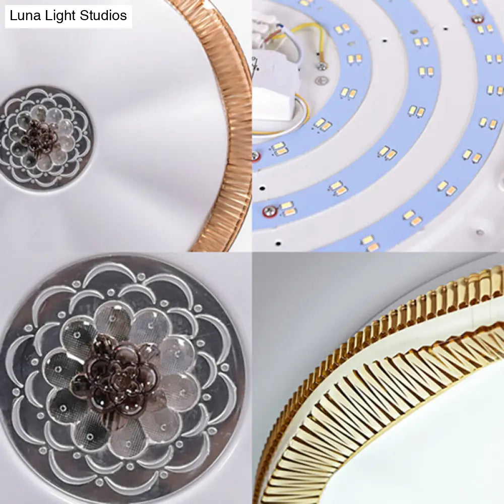 ديكوربايتس™ مصباح سقف بلومينج مدمج لغرفة النوم، غطاء أكريليك عصري، أبيض/أزرق/ذهبي، دافئ/أبيض - عرض 16 بوصة/19.5 بوصة