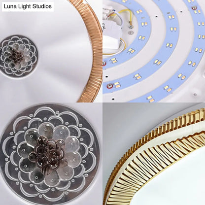 ديكوربايتس™ مصباح سقف بلومينج مدمج لغرفة النوم، غطاء أكريليك عصري، أبيض/أزرق/ذهبي، دافئ/أبيض - عرض 16 بوصة/19.5 بوصة