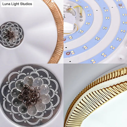 ديكوربايتس™ مصباح سقف بلومينج مدمج لغرفة النوم، غطاء أكريليك عصري، أبيض/أزرق/ذهبي، دافئ/أبيض - عرض 16 بوصة/19.5 بوصة