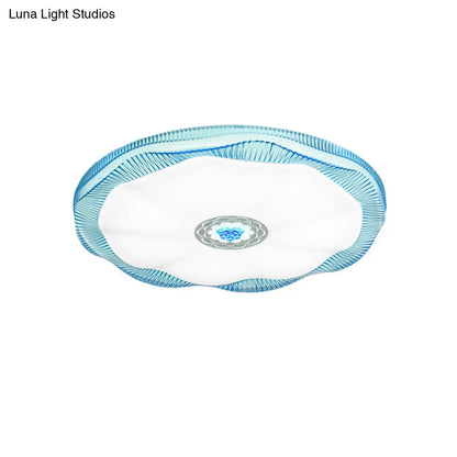 ديكوربايتس™ مصباح سقف بلومينج مدمج لغرفة النوم، غطاء أكريليك عصري، أبيض/أزرق/ذهبي، دافئ/أبيض - عرض 16 بوصة/19.5 بوصة