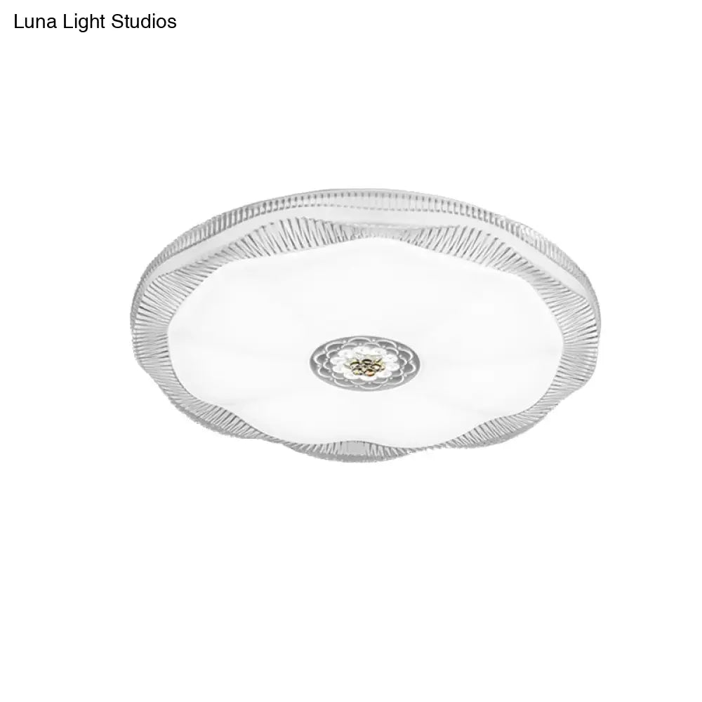 ديكوربايتس™ مصباح سقف بلومينج مدمج لغرفة النوم، غطاء أكريليك عصري، أبيض/أزرق/ذهبي، دافئ/أبيض - عرض 16 بوصة/19.5 بوصة