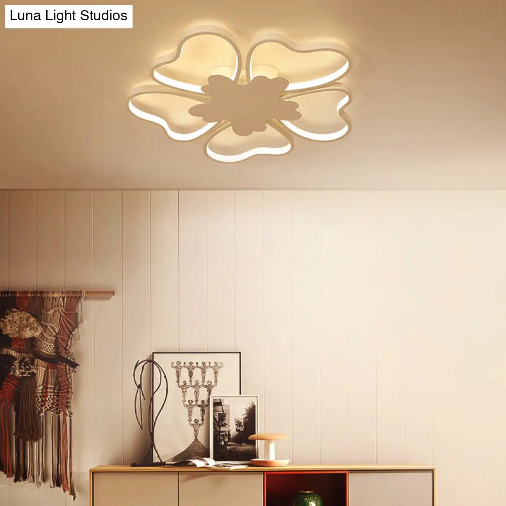 Blossom Shape Ceiling Mount Light - Kid-Friendly LED Lamp for Foyer - White Acrylic Design