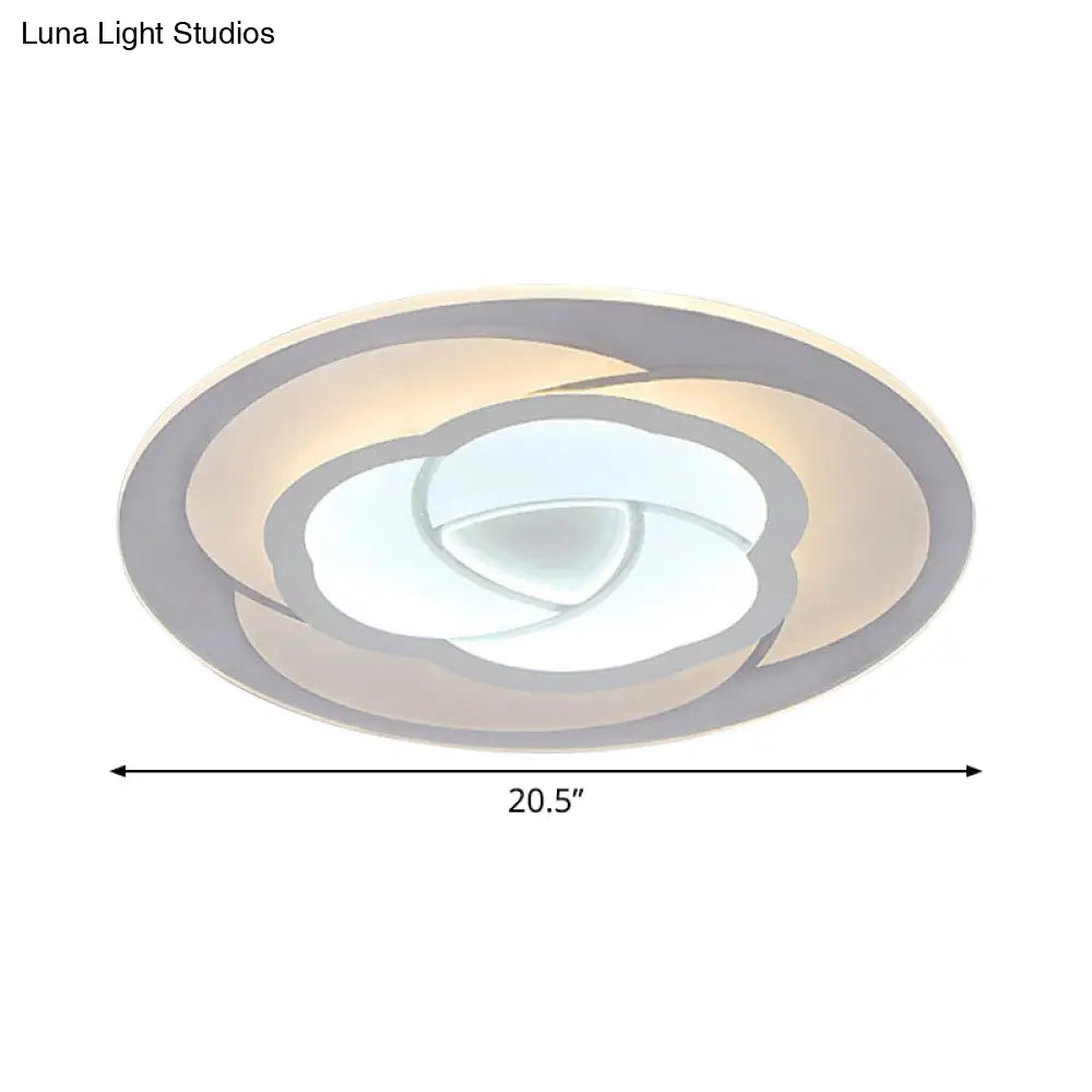 DecorBites™ DecorBites™ Blossom Ultra Thin Acrylic Flushmount Modernism White LED Ceiling Light, 16.5"/20.5" Warm/White Light