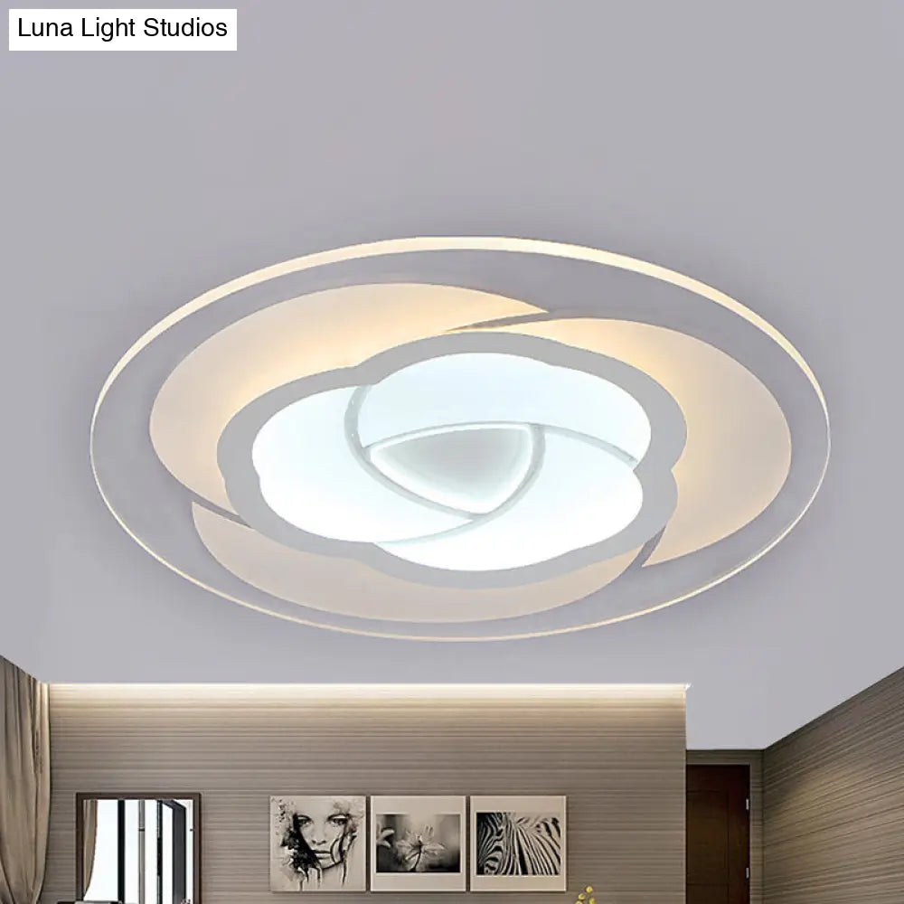 DecorBites™ DecorBites™ Blossom Ultra Thin Acrylic Flushmount Modernism White LED Ceiling Light, 16.5"/20.5" Warm/White Light