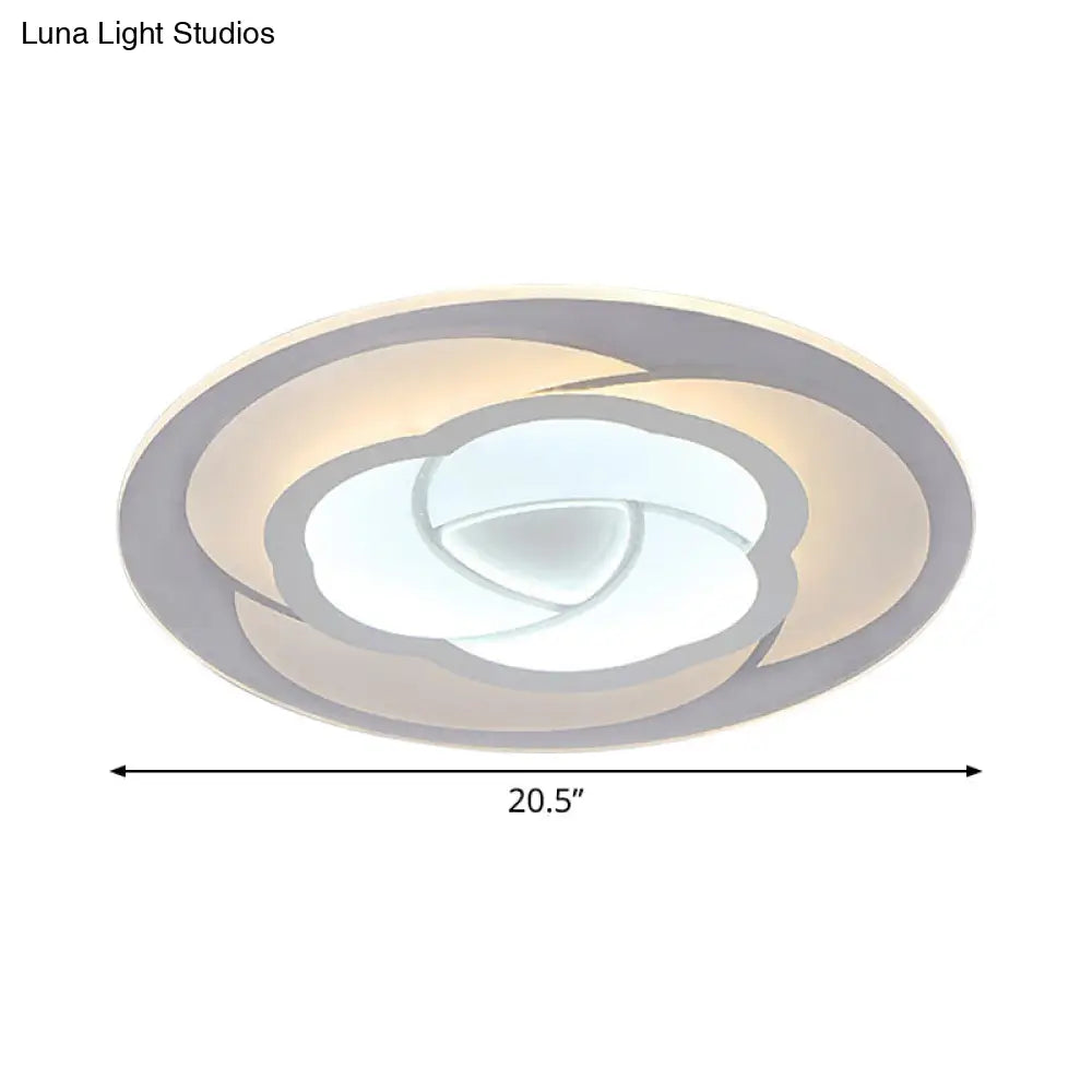 DecorBites™ DecorBites™ Blossom Ultra Thin Acrylic Flushmount Modernism White LED Ceiling Light, 16.5"/20.5" Warm/White Light