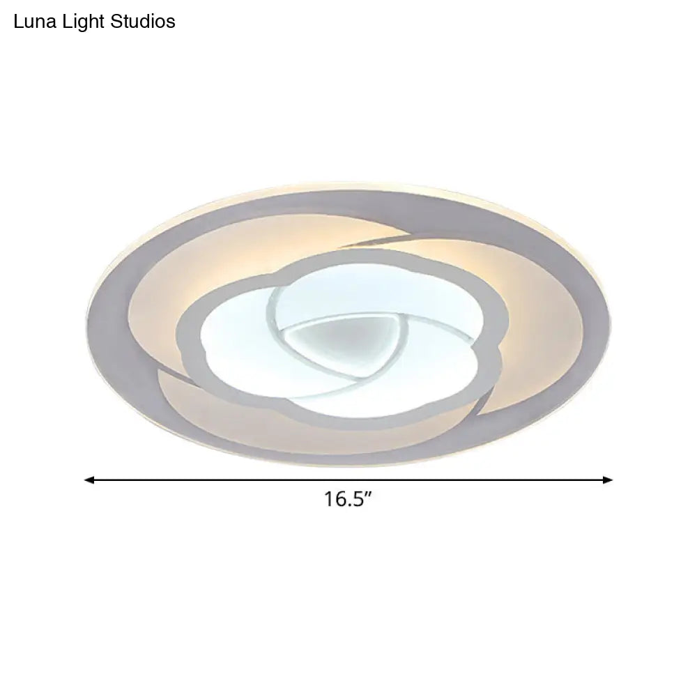 DecorBites™ DecorBites™ Blossom Ultra Thin Acrylic Flushmount Modernism White LED Ceiling Light, 16.5"/20.5" Warm/White Light