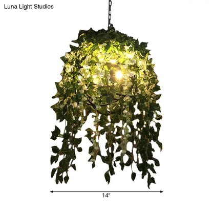 Blossoming Farmhouse LED Chandelier in Black/Pink/Green for Dining Room Lighting