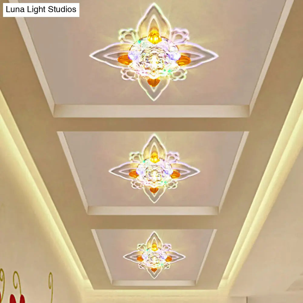 DecorBites™ DecorBites™ Blossoms Hall Flushmount Clear Crystal Glass LED Ceiling Lamp