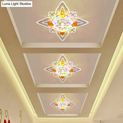 DecorBites™ DecorBites™ Blossoms Hall Flushmount Clear Crystal Glass LED Ceiling Lamp