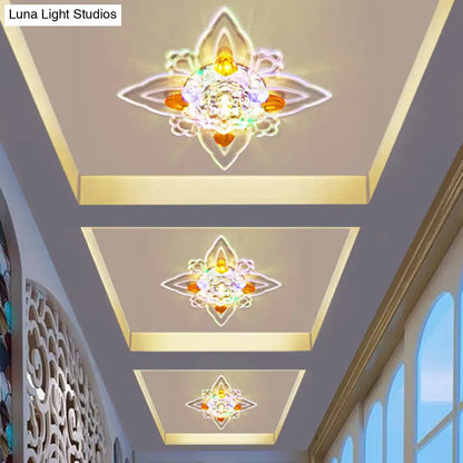 DecorBites™ DecorBites™ Blossoms Hall Flushmount Clear Crystal Glass LED Ceiling Lamp