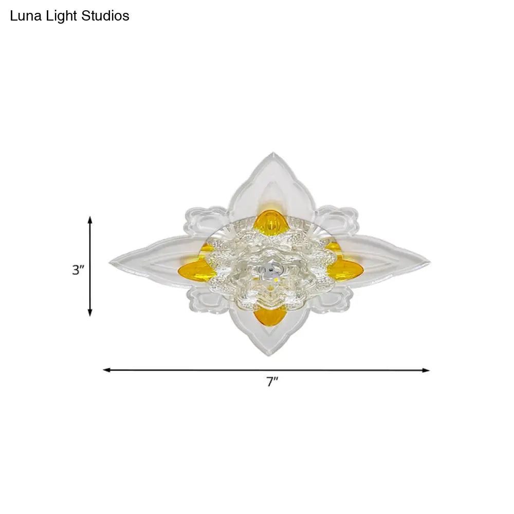 DecorBites™ DecorBites™ Blossoms Hall Flushmount Clear Crystal Glass LED Ceiling Lamp