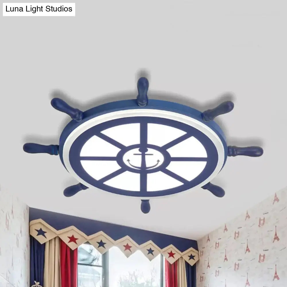 DecorBites™ DecorBites™ Blue Acrylic Flush Mount Nautical Style Ceiling Lamp - Slim Rudder Design for Kids' Bedrooms