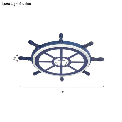 DecorBites™ DecorBites™ Blue Acrylic Flush Mount Nautical Style Ceiling Lamp - Slim Rudder Design for Kids' Bedrooms