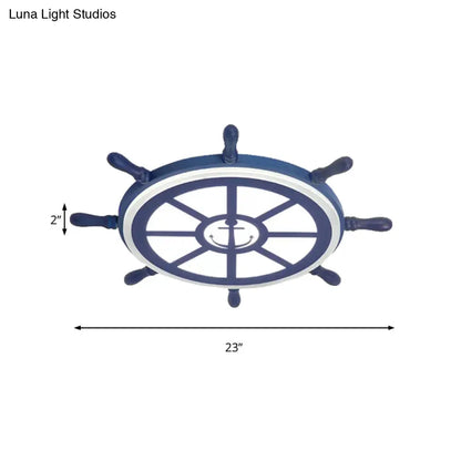 DecorBites™ DecorBites™ Blue Acrylic Flush Mount Nautical Style Ceiling Lamp - Slim Rudder Design for Kids' Bedrooms