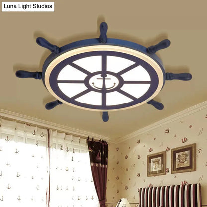 DecorBites™ DecorBites™ Blue Acrylic Flush Mount Nautical Style Ceiling Lamp - Slim Rudder Design for Kids' Bedrooms