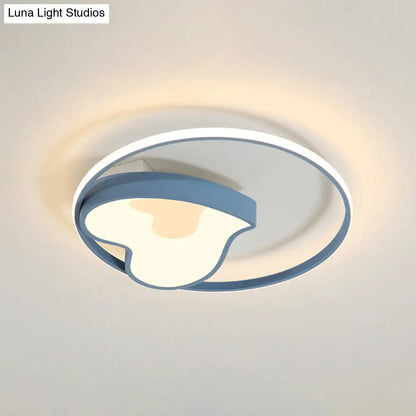 DecorBites™ DecorBites™ Blue Acrylic Ring & Heart Ceiling Lamp - Kid Bedroom Macaron Loft Flush Ceiling Light