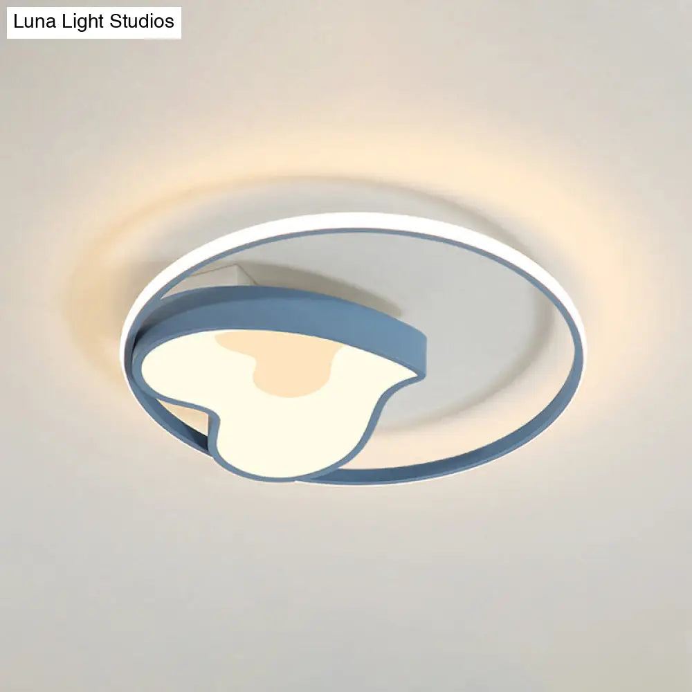 DecorBites™ DecorBites™ Blue Acrylic Ring & Heart Ceiling Lamp - Kid Bedroom Macaron Loft Flush Ceiling Light