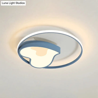 DecorBites™ DecorBites™ Blue Acrylic Ring & Heart Ceiling Lamp - Kid Bedroom Macaron Loft Flush Ceiling Light