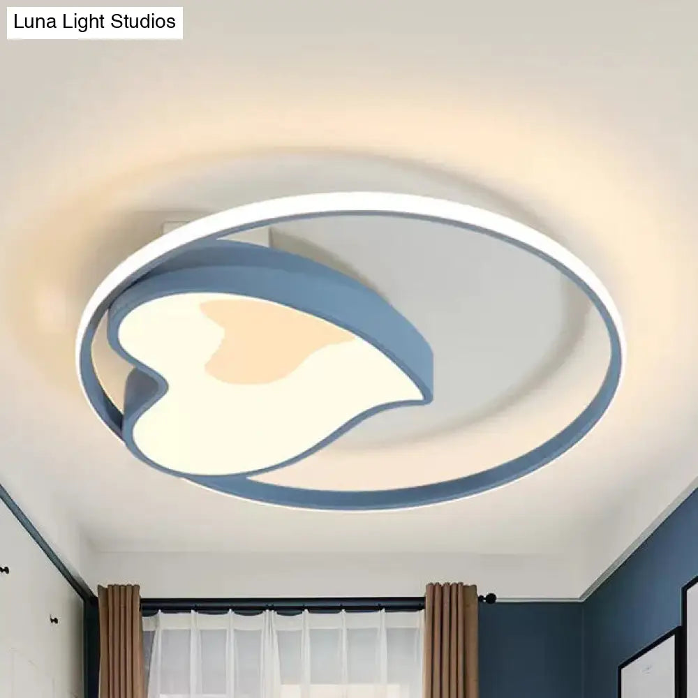 DecorBites™ DecorBites™ Blue Acrylic Ring & Heart Ceiling Lamp - Kid Bedroom Macaron Loft Flush Ceiling Light