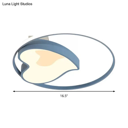 DecorBites™ DecorBites™ Blue Acrylic Ring & Heart Ceiling Lamp - Kid Bedroom Macaron Loft Flush Ceiling Light