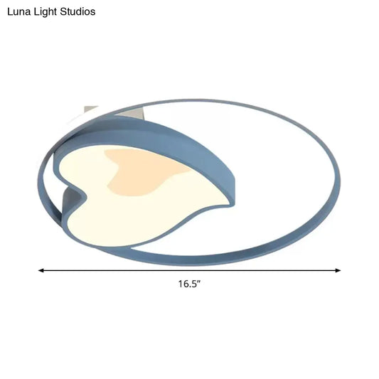 DecorBites™ DecorBites™ Blue Acrylic Ring & Heart Ceiling Lamp - Kid Bedroom Macaron Loft Flush Ceiling Light