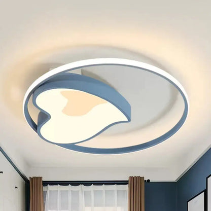 DecorBites™ DecorBites™ Blue Acrylic Ring & Heart Ceiling Lamp - Kid Bedroom Macaron Loft Flush Ceiling Light