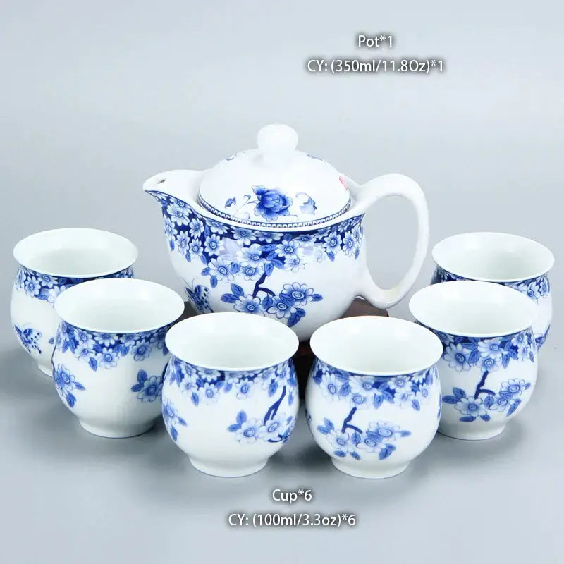 Blue and white porcelain tea set with floral patterns complementing decorbites dragon teapot tea ceramic teaware