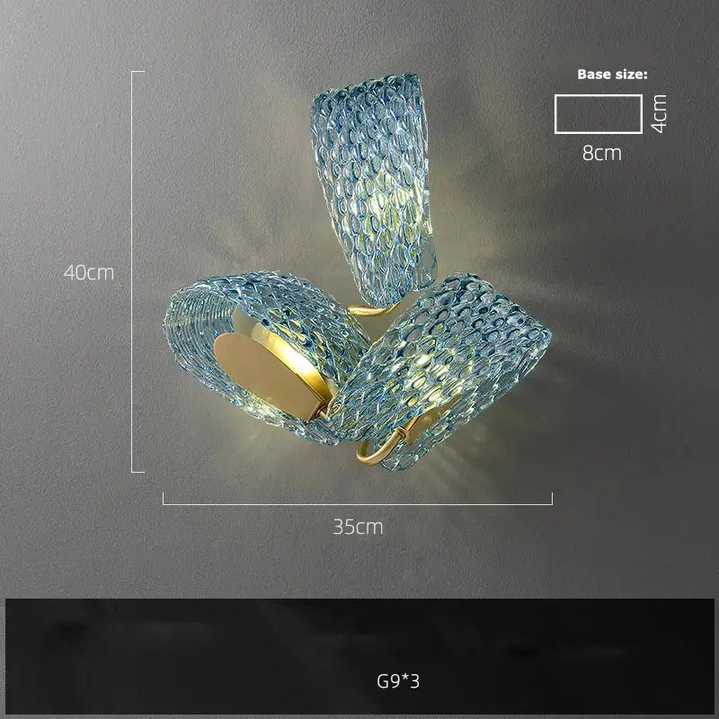 Blue glass mosaic wall sconce with gold-toned metal accents for dining room led copper pendant light decorbites g9 led