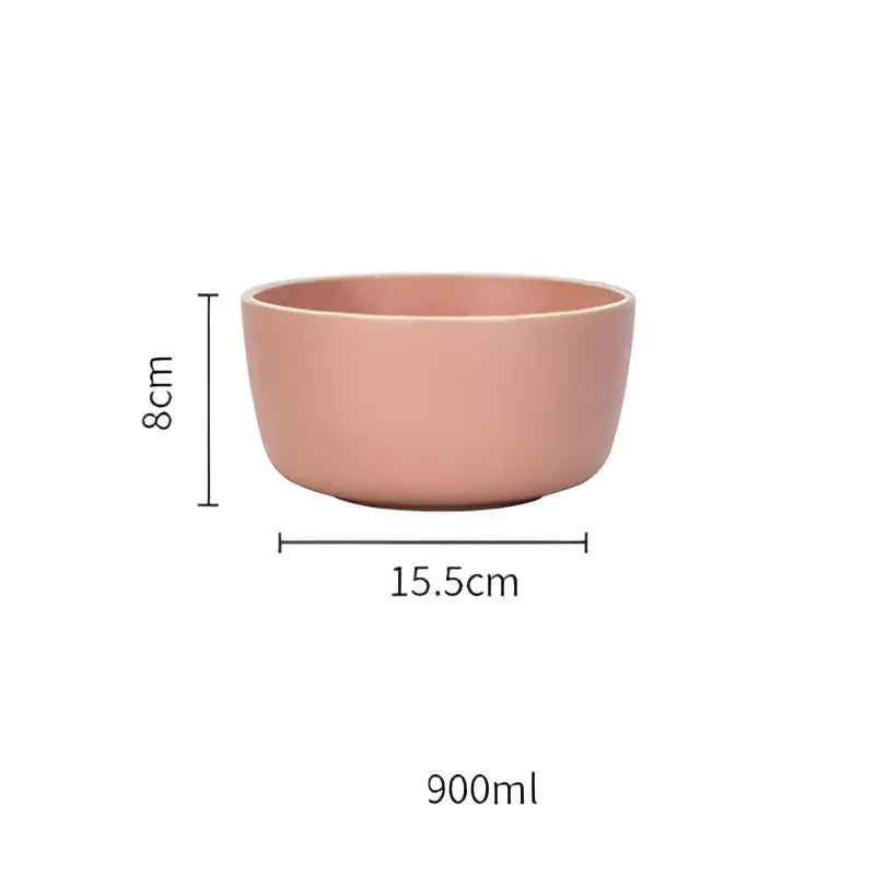 A matte pink decorbites ceramic morandi bowl with smooth rounded shape 15.5cm wide 8cm tall 900ml capacity