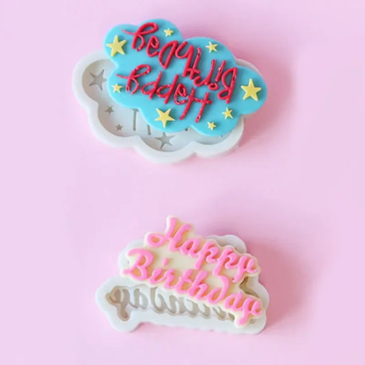 Blue and pink cloud silicone molds with star details for decorbites birthday cake decor and silicone molds use