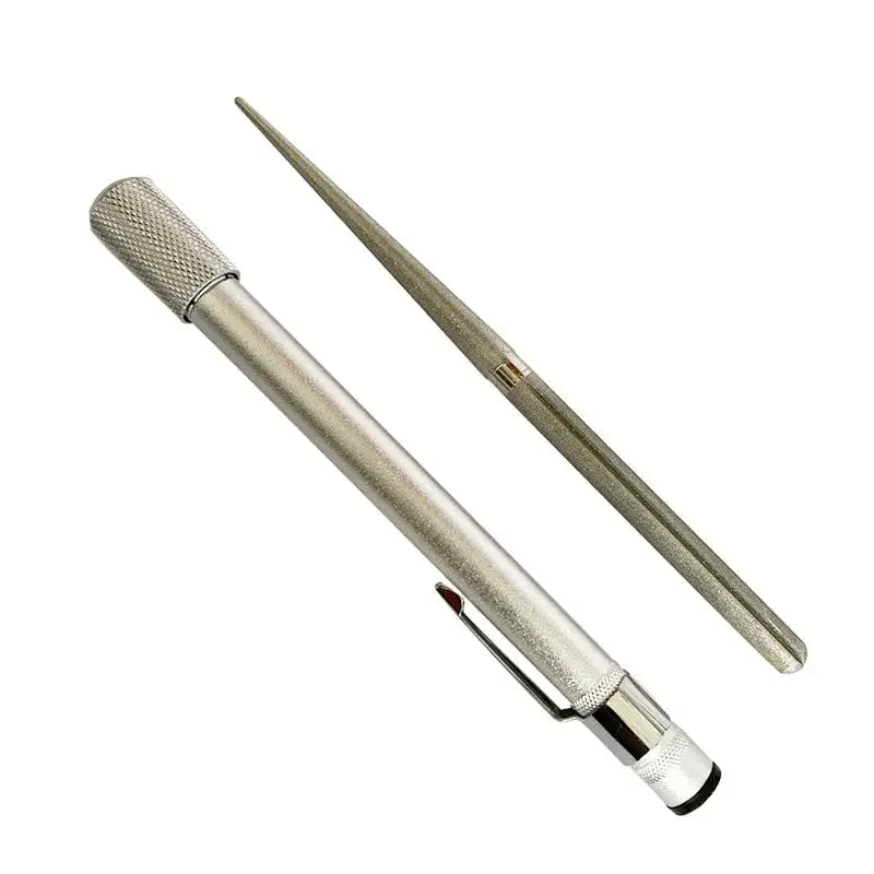 Silver metal sharpening steel with textured grip and matching honing rod for decorbites knife sharpener kitchen tool