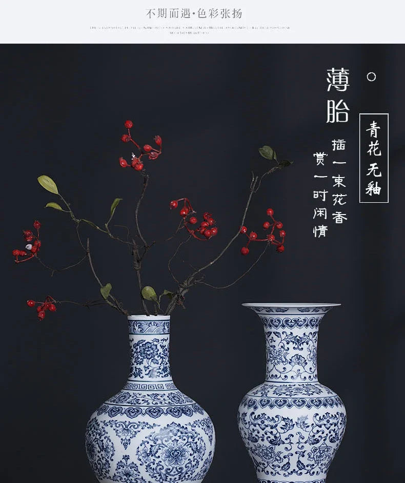 Blue and White Ceramic Vase - Elegant Home Decor - Vase