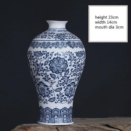 Blue and White Ceramic Vase - Elegant Home Decor - Vase