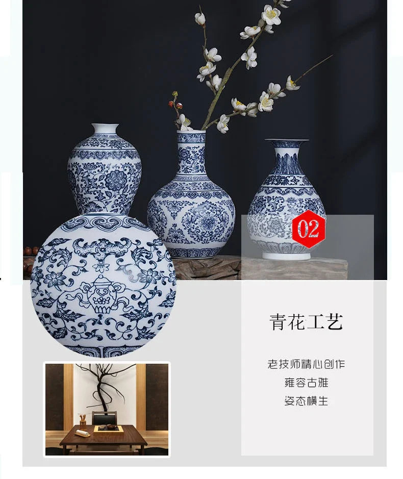 Blue and White Ceramic Vase - Elegant Home Decor