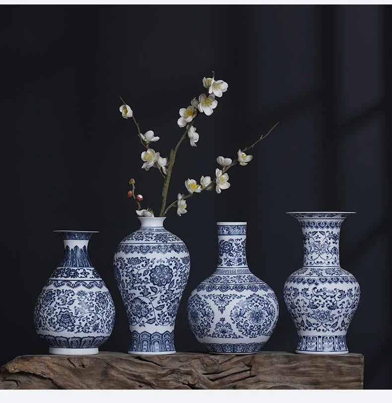 Blue and White Ceramic Vase - Elegant Home Decor