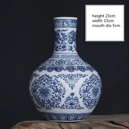 Blue and White Ceramic Vase - Elegant Home Decor - E - Vase