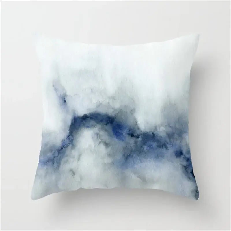 Square throw pillow with abstract watercolor design in soft white and deep blue hues decorbites geometric heart decorbites geometric heart round cushion cover living room decor