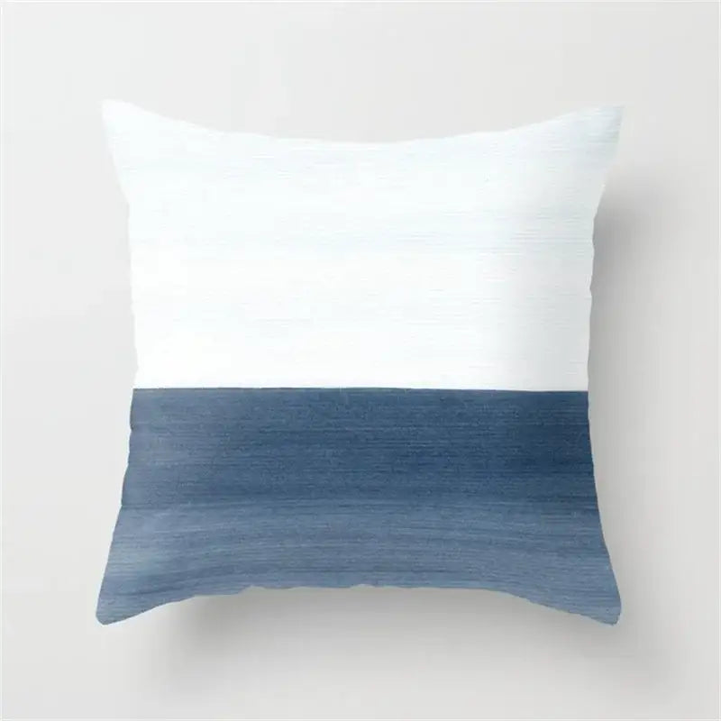 A square throw pillow with a geometric heart design featuring soft white and textured gradient blue for living room decorbites geometric heart round use