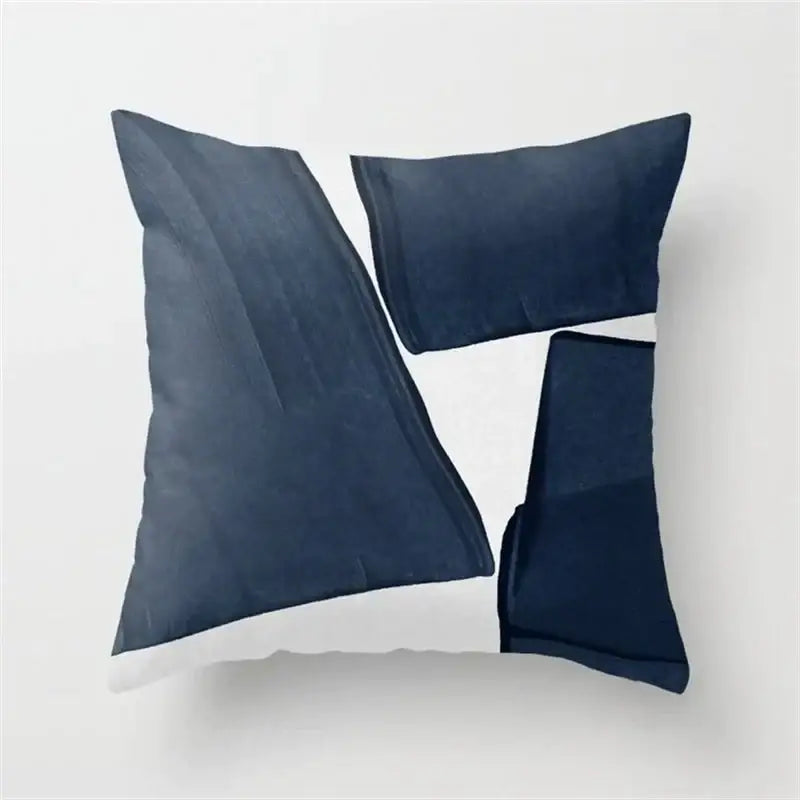 Navy blue abstract geometric heart round cushion cover with modern minimalist design for living room decorbites geometric heart decor