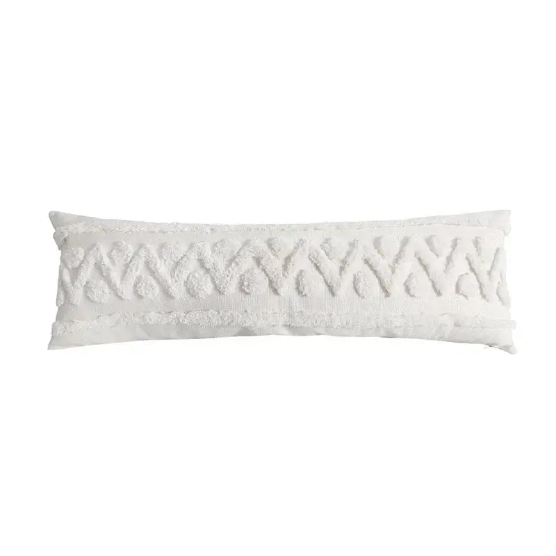 White textured throw pillow from decorbites blue geometric tufted pillowcase set with woven pattern and frayed edges