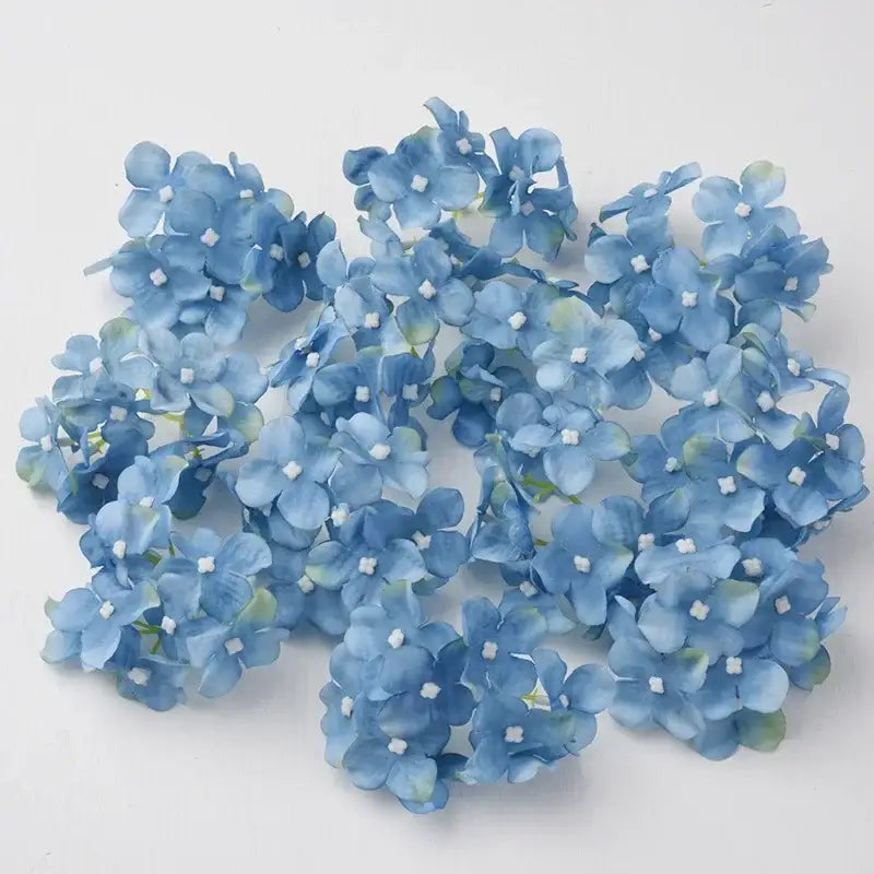 Blue and white decorbites hydrangea flowers 30pcs artificial flower clusters with delicate petals for wedding decor