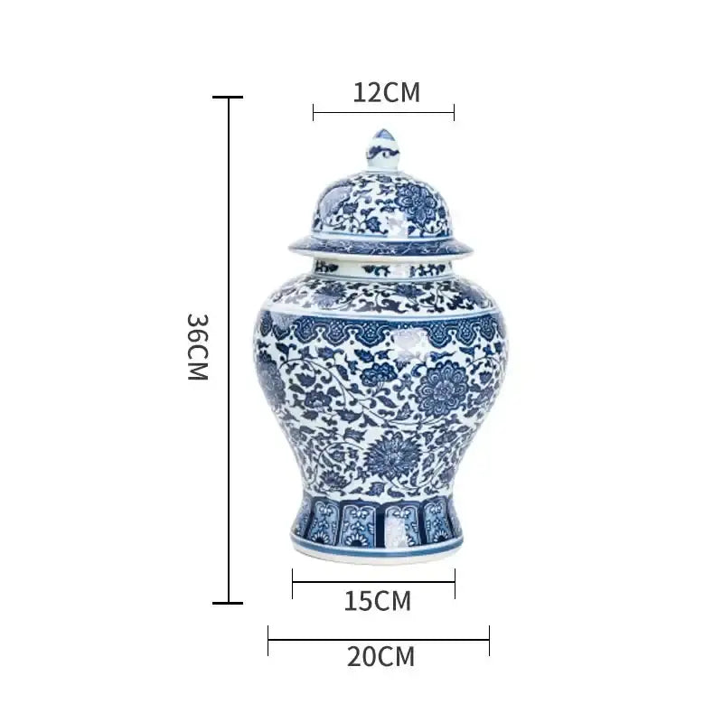 Blue and white porcelain dragon ginger jar with intricate floral patterns and matching lid for dining room storage decorbites blue white